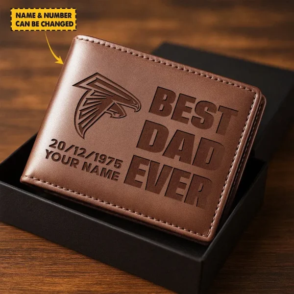 Atlanta Falcons Best Dad Ever Men Wallet Custom Any Name And Date Gift For Father's Day