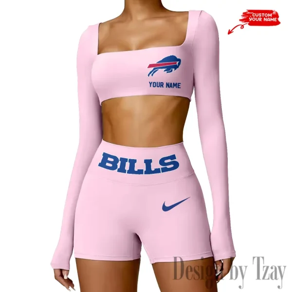 Buffalo Bills Women's Active Wear Set Long Sleeves Crop Top And High Waist Shorts SPTWAWS036 - Image 2