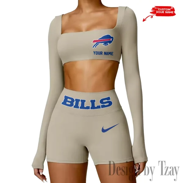 Buffalo Bills Women's Active Wear Set Long Sleeves Crop Top And High Waist Shorts SPTWAWS036 - Image 3