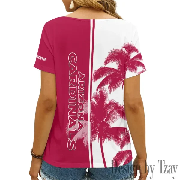 Arizona Cardinals Girl Clothes Summer V-neck Short-sleeved Tees New 2025 AGCWTS994 - Image 2