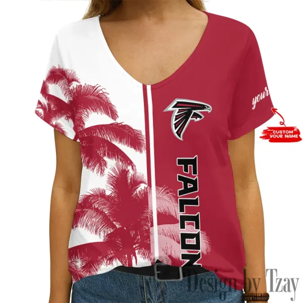 Atlanta Falcons Girl Clothes Summer V-neck Short-sleeved Tees New 2025 AGCWTS995