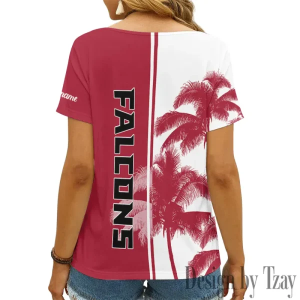 Atlanta Falcons Girl Clothes Summer V-neck Short-sleeved Tees New 2025 AGCWTS995 - Image 2