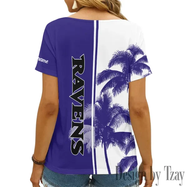Baltimore Ravens Girl Clothes Summer V-neck Short-sleeved Tees New 2025 AGCWTS996 - Image 2