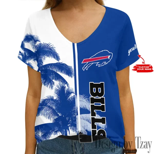 Buffalo Bills Girl Clothes Summer V-neck Short-sleeved Tees New 2025 AGCWTS997