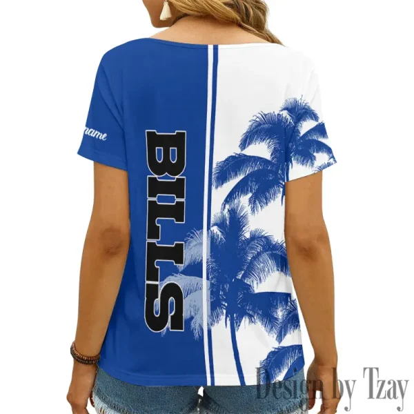 Buffalo Bills Girl Clothes Summer V-neck Short-sleeved Tees New 2025 AGCWTS997 - Image 2