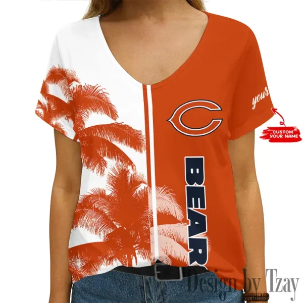 Chicago Bears Girl Clothes Summer V-neck Short-sleeved Tees New 2025 AGCWTS999
