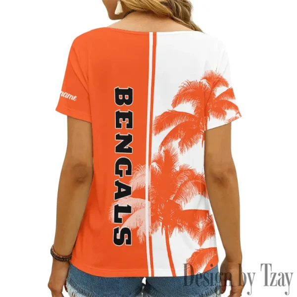 Cincinnati Bengals Girl Clothes Summer V-neck Short-sleeved Tees New 2025 AGCWTS1000 - Image 2