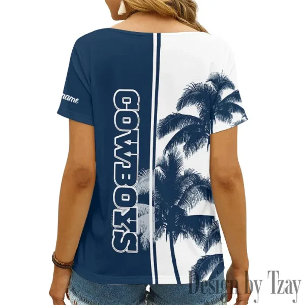 Dallas Cowboys Girl Clothes Summer V-neck Short-sleeved Tees New 2025 AGCWTS1002 - Image 2