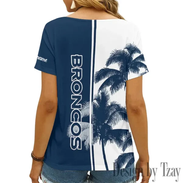 Denver Broncos Girl Clothes Summer V-neck Short-sleeved Tees New 2025 AGCWTS1003 - Image 2