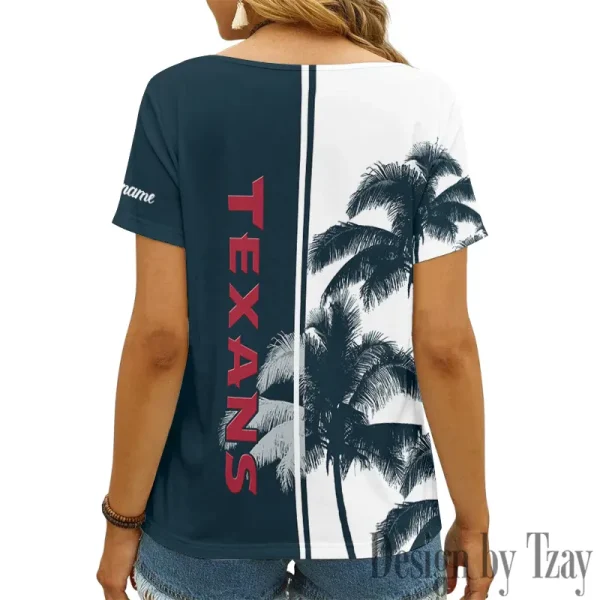 Houston Texans Girl Clothes Summer V-neck Short-sleeved Tees New 2025 AGCWTS1006 - Image 2