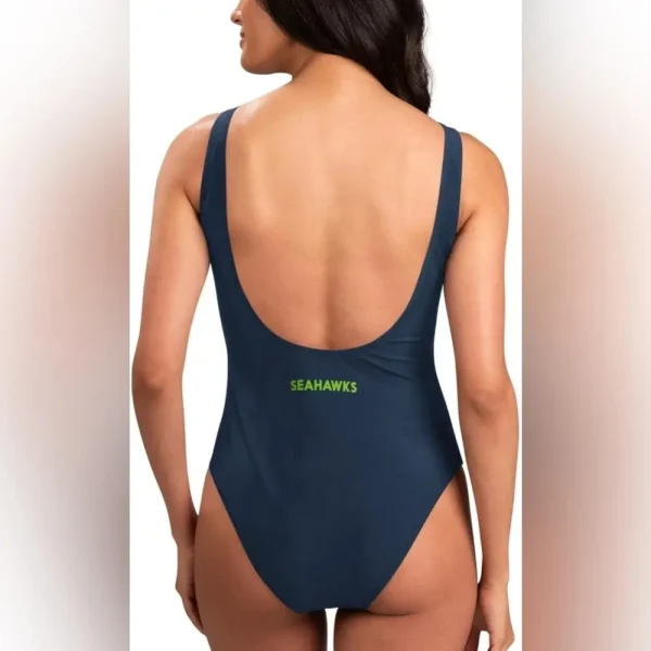 Seattle Seahawks Women's Halter Straps Backless Swimsuit - Image 2