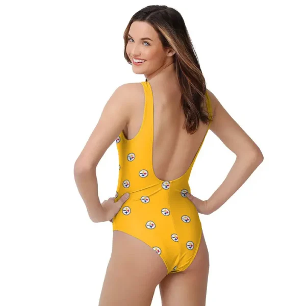 Pittsburgh Steelers Women's Halter Straps Backless Swimsuit - Image 2