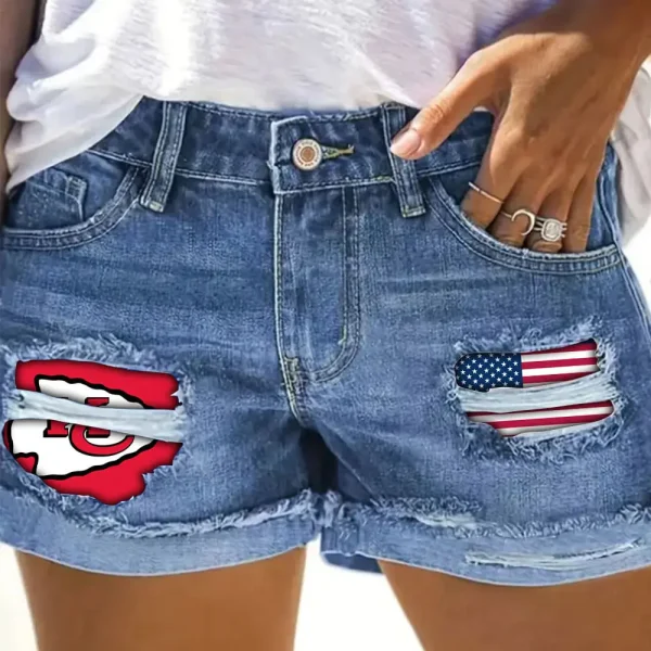 Kansas City Chiefs New Woman Jean Shorts Sporty Style SPTNWJS001