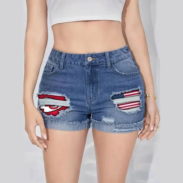 Kansas City Chiefs New Woman Jean Shorts Sporty Style SPTNWJS001 - Image 2