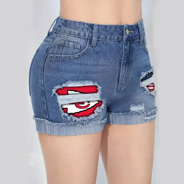 Kansas City Chiefs New Woman Jean Shorts Sporty Style SPTNWJS001 - Image 4