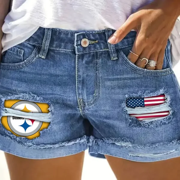 Pittsburgh Steelers New Woman Jean Shorts Sporty Style SPTNWJS002