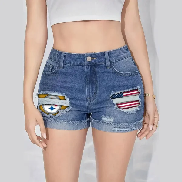 Pittsburgh Steelers New Woman Jean Shorts Sporty Style SPTNWJS002 - Image 5