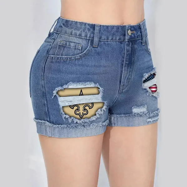 New Orleans Saints New Woman Jean Shorts Sporty Style SPTNWJS004 - Image 3