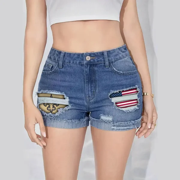 New Orleans Saints New Woman Jean Shorts Sporty Style SPTNWJS004 - Image 5