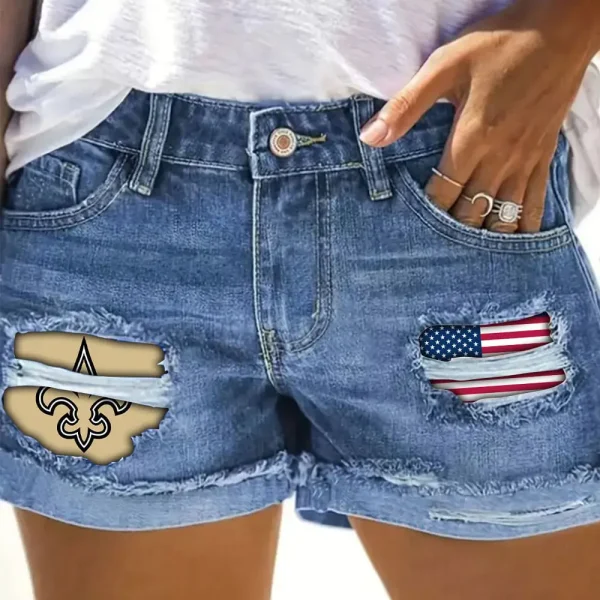 New Orleans Saints New Woman Jean Shorts Sporty Style SPTNWJS004