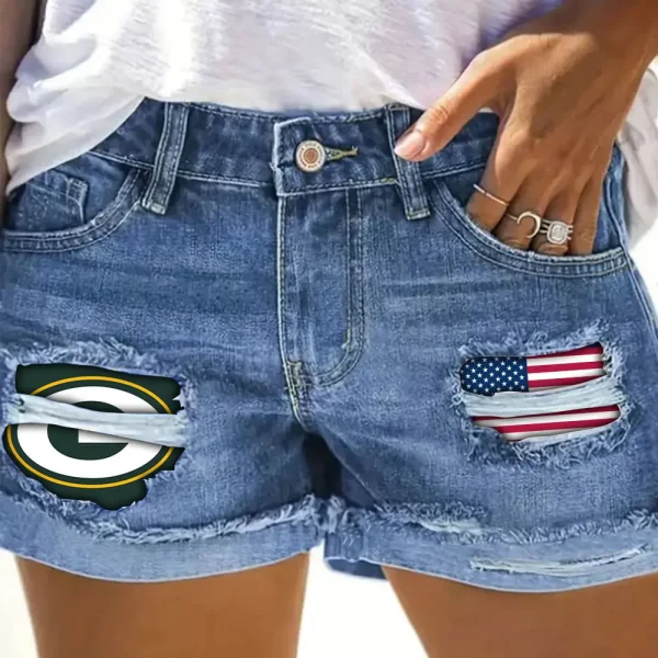 Green Bay Packers New Woman Jean Shorts Sporty Style SPTNWJS005