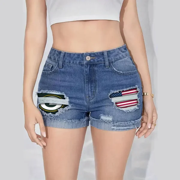 Green Bay Packers New Woman Jean Shorts Sporty Style SPTNWJS005 - Image 5