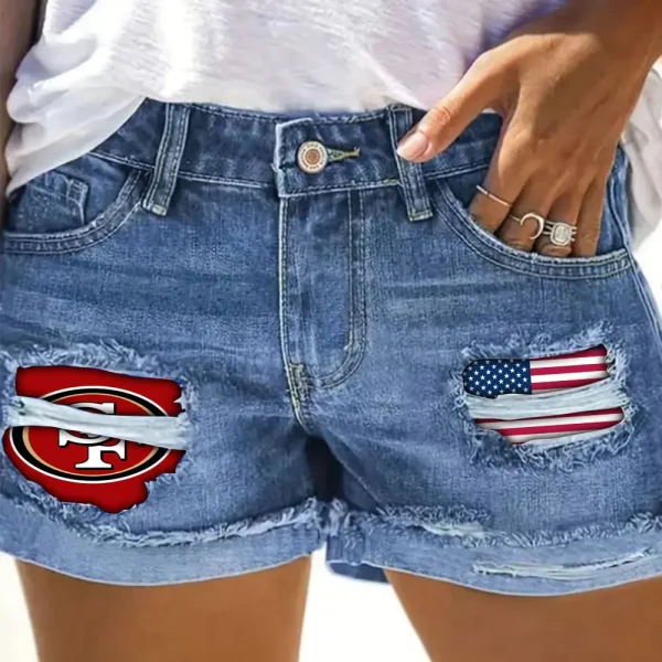 San Francisco 49ers New Woman Jean Shorts Sporty Style SPTNWJS007