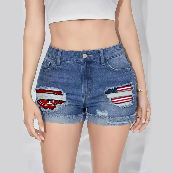 San Francisco 49ers New Woman Jean Shorts Sporty Style SPTNWJS007 - Image 5