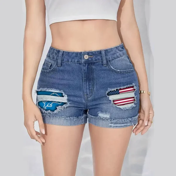 Detroit Lions New Woman Jean Shorts Sporty Style SPTNWJS008 - Image 2