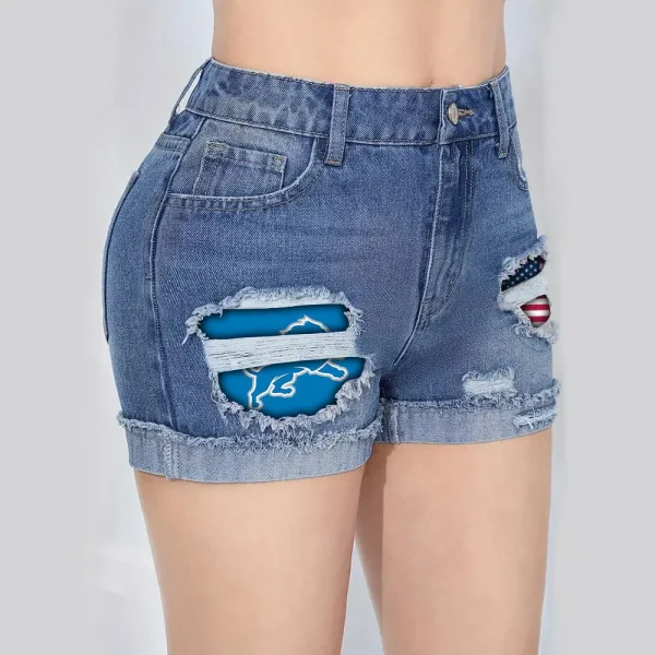 Detroit Lions New Woman Jean Shorts Sporty Style SPTNWJS008 - Image 4