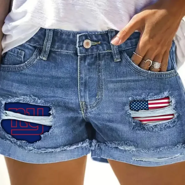 New York Giants New Woman Jean Shorts Sporty Style SPTNWJS010