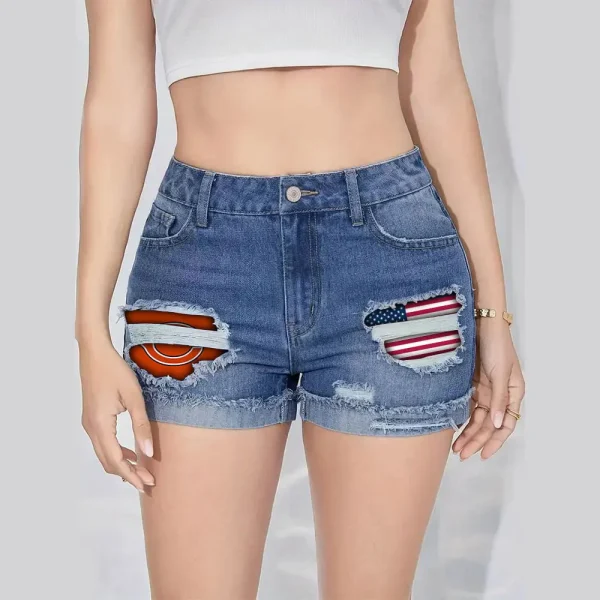 Chicago Bears New Woman Jean Shorts Sporty Style SPTNWJS011 - Image 5