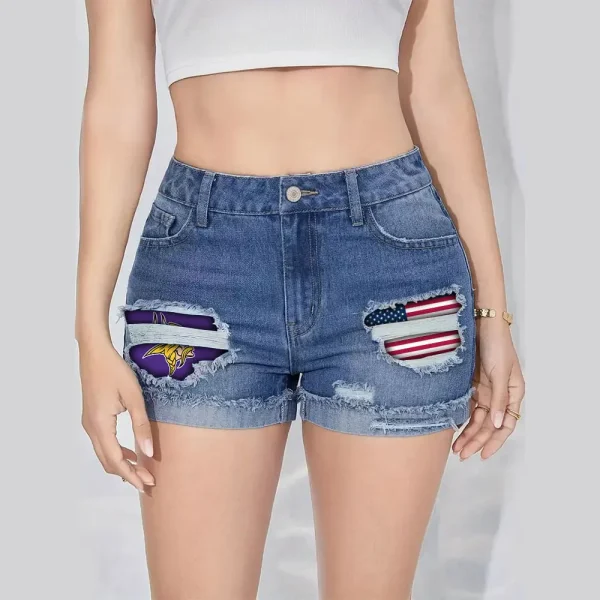 Minnesota Vikings New Woman Jean Shorts Sporty Style SPTNWJS012 - Image 5