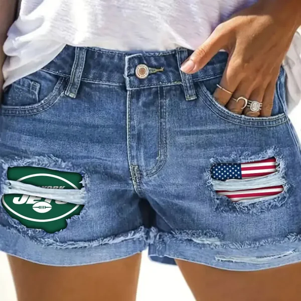 New York Jets New Woman Jean Shorts Sporty Style SPTNWJS013