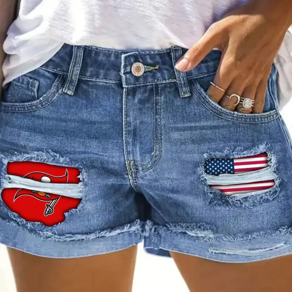 Tampa Bay Buccaneers New Woman Jean Shorts Sporty Style SPTNWJS016