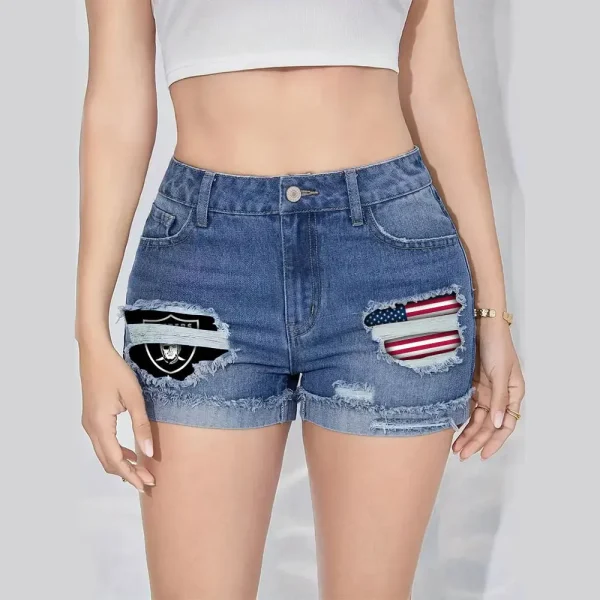 Las Vegas Raiders New Woman Jean Shorts Sporty Style SPTNWJS017 - Image 2