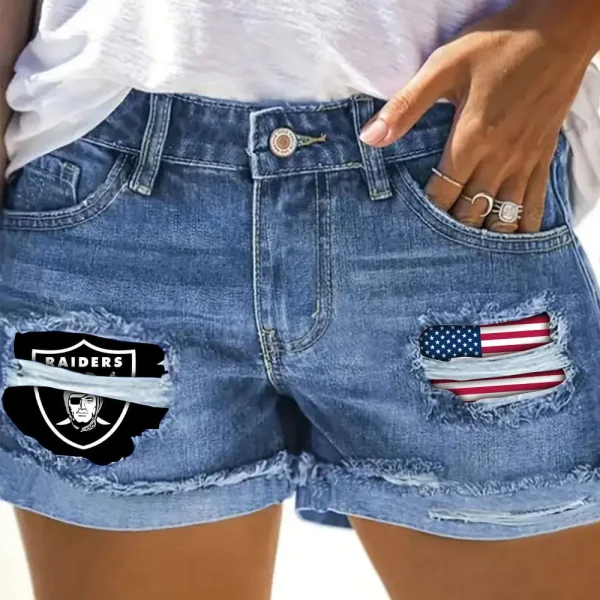 Las Vegas Raiders New Woman Jean Shorts Sporty Style SPTNWJS017