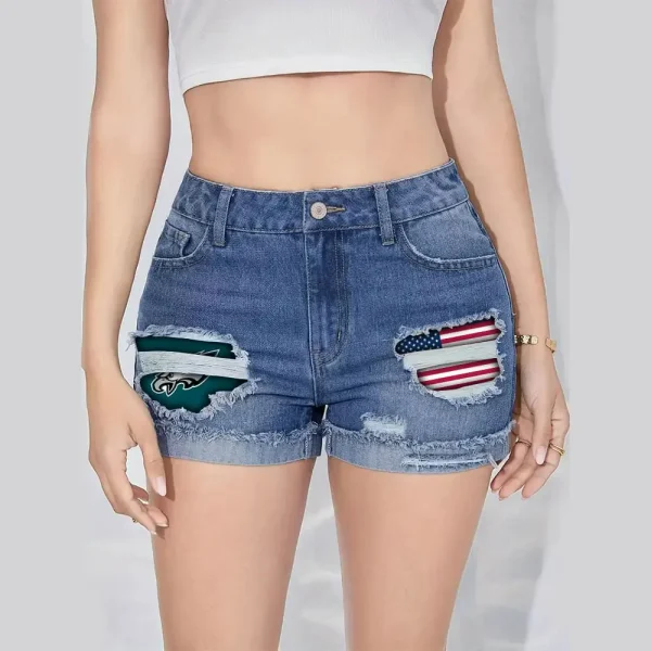 Philadelphia Eagles New Woman Jean Shorts Sporty Style SPTNWJS021 - Image 2
