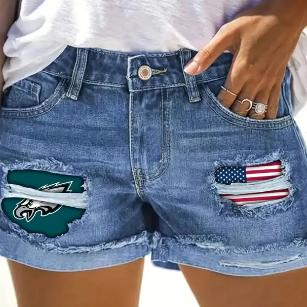 Philadelphia Eagles New Woman Jean Shorts Sporty Style SPTNWJS021