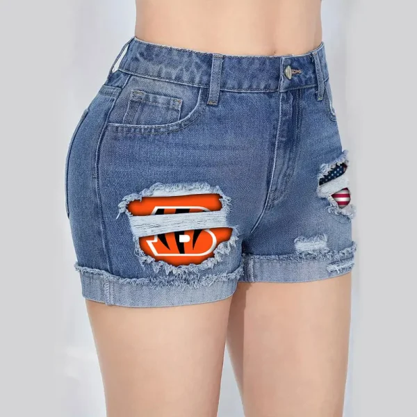 Cincinnati Bengals New Woman Jean Shorts Sporty Style SPTNWJS022 - Image 4