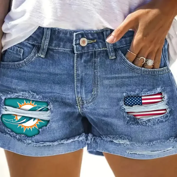 Miami Dolphins New Woman Jean Shorts Sporty Style SPTNWJS023