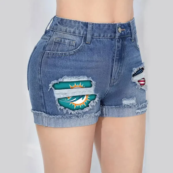 Miami Dolphins New Woman Jean Shorts Sporty Style SPTNWJS023 - Image 3