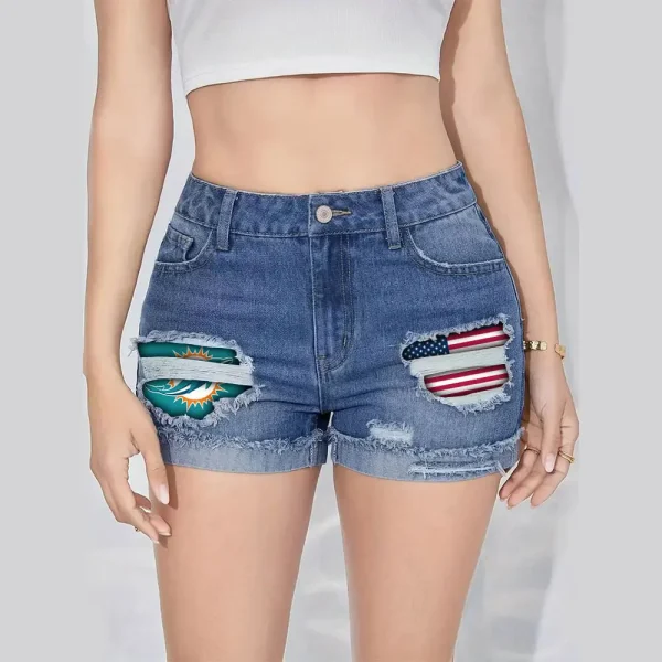 Miami Dolphins New Woman Jean Shorts Sporty Style SPTNWJS023 - Image 5