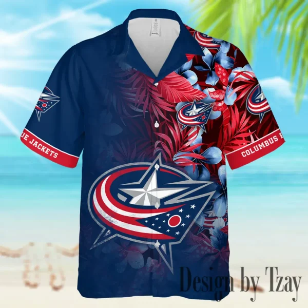 Columbus Blue Jackets NHL Casual Men's Hawaiian Shirt 3D Printed New 2025 AZHWS1003 - Image 2