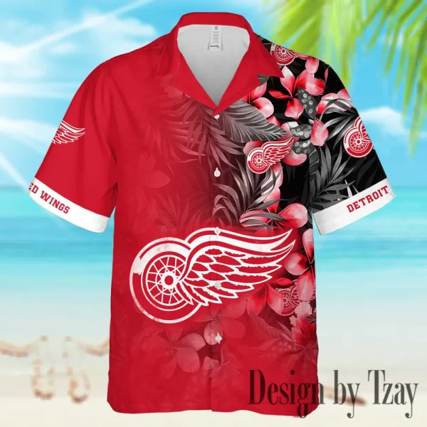 Detroit Red Wings NHL Casual Men's Hawaiian Shirt 3D Printed New 2025 AZHWS1005 - Image 2