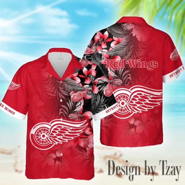 Detroit Red Wings NHL Casual Men's Hawaiian Shirt 3D Printed New 2025 AZHWS1005