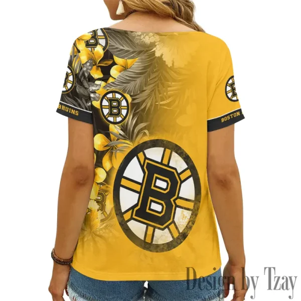 Boston Bruins NHL Girl Clothes Summer V-neck Short-sleeved Tees New 2025 AGCWTS1011 - Image 2
