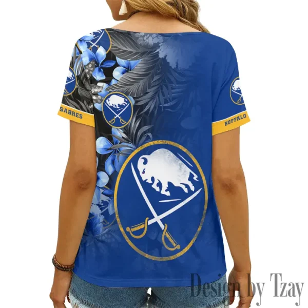 Buffalo Sabres NHL Girl Clothes Summer V-neck Short-sleeved Tees New 2025 AGCWTS1012 - Image 2