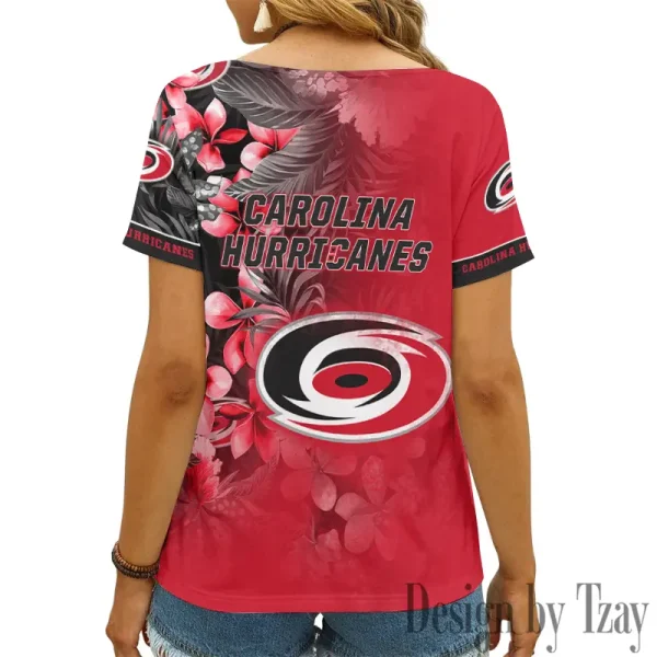 Carolina Hurricanes NHL Girl Clothes Summer V-neck Short-sleeved Tees New 2025 AGCWTS1014 - Image 2