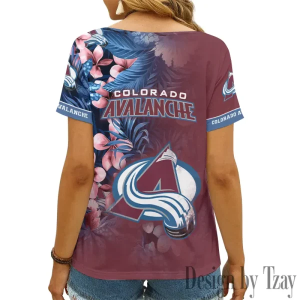 Colorado Avalanche NHL Girl Clothes Summer V-neck Short-sleeved Tees New 2025 AGCWTS1016 - Image 2